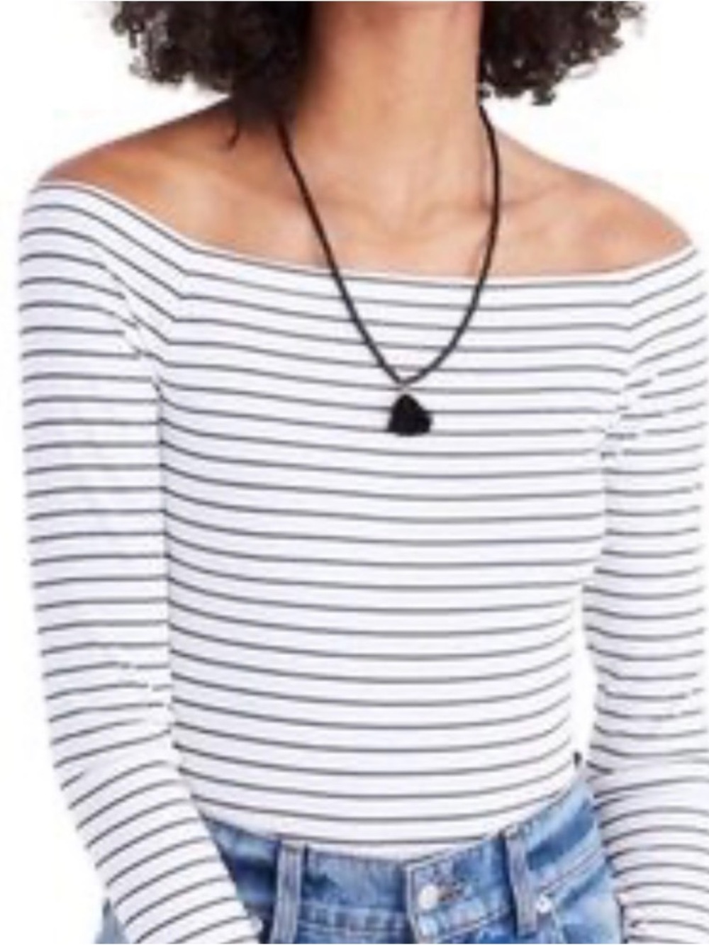 Madewell White Ribbed Top with Navy Stripes